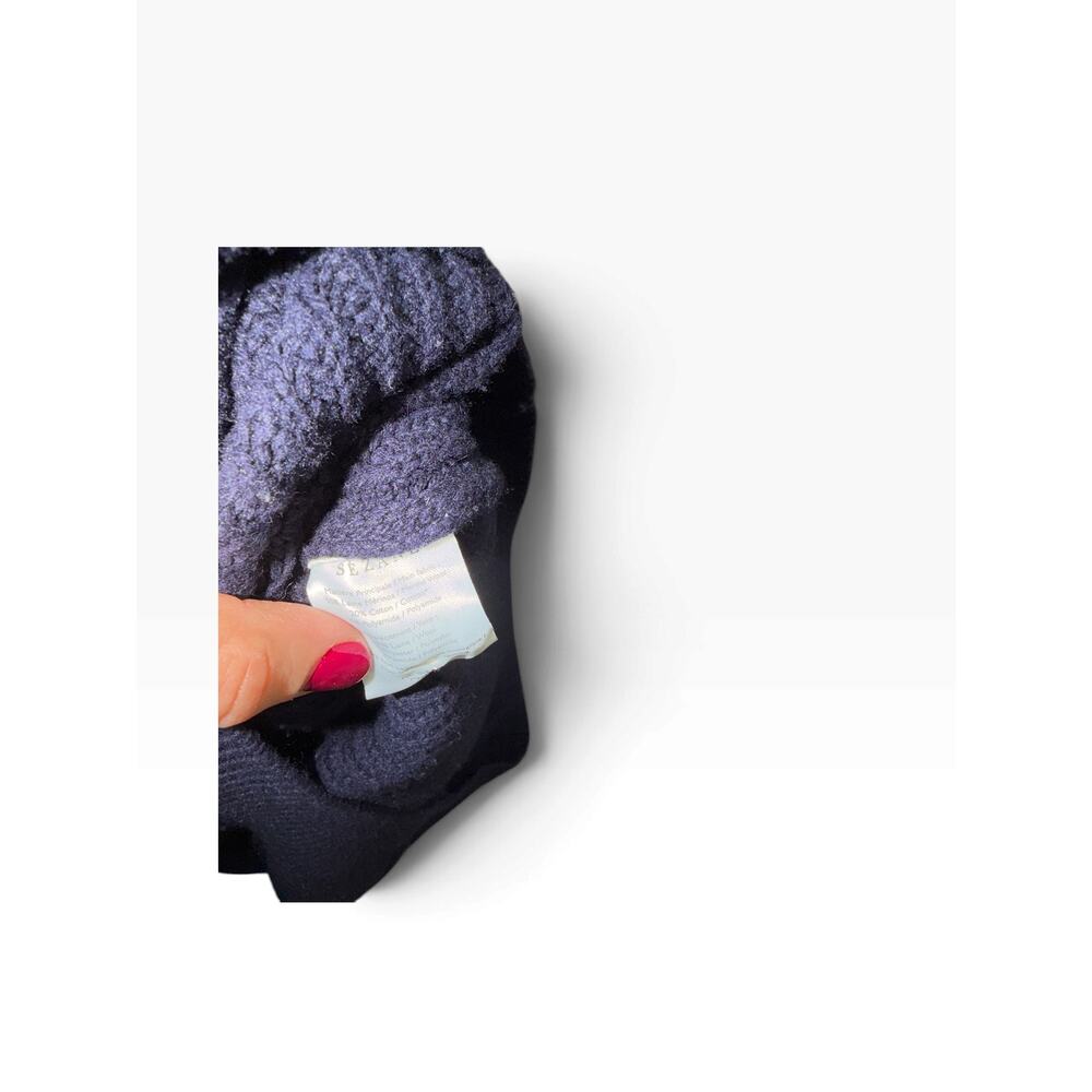 Sezane Ewen Pullover Scotland Plaid Trim Navy Knit Sweater - Picture 6 of 6